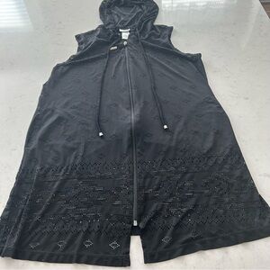 Dotti Black Hooded Swim Cover-Up Size Small